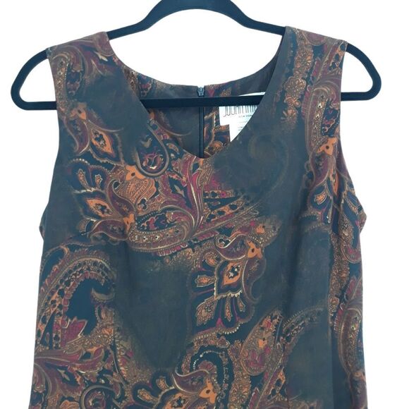 Vintage 90's Julian‎ Taylor Burnt Paisley Double Slit Maxi Dress Black Red Sz 8 - Picture 4 of 16